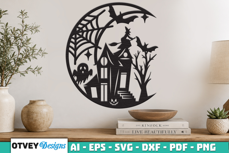 Crescent Spooky Haunted House Halloween Lasercut