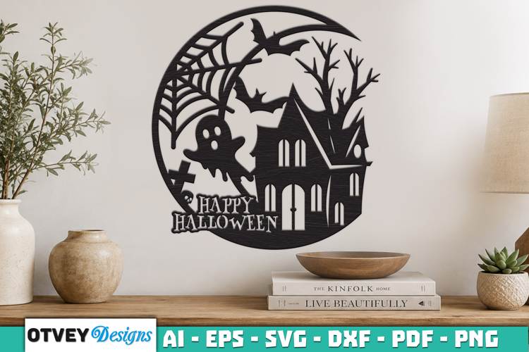 Crescent Spooky Haunted House Halloween Lasercut