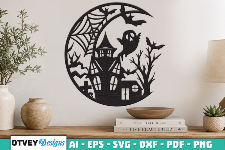 Crescent Spooky Haunted House Halloween Lasercut
