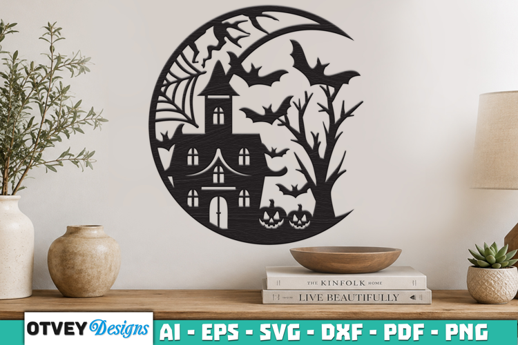 Crescent Spooky Haunted House Halloween Lasercut