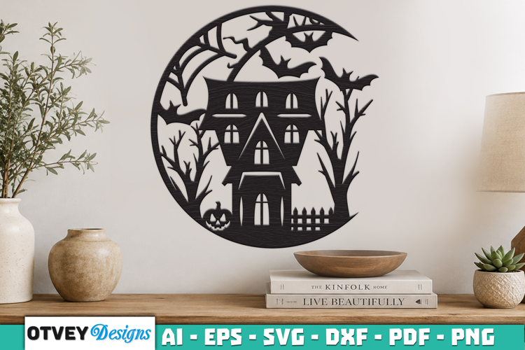 Crescent Spooky Haunted House Halloween Lasercut