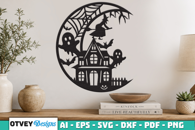 Crescent Spooky Haunted House Halloween Lasercut