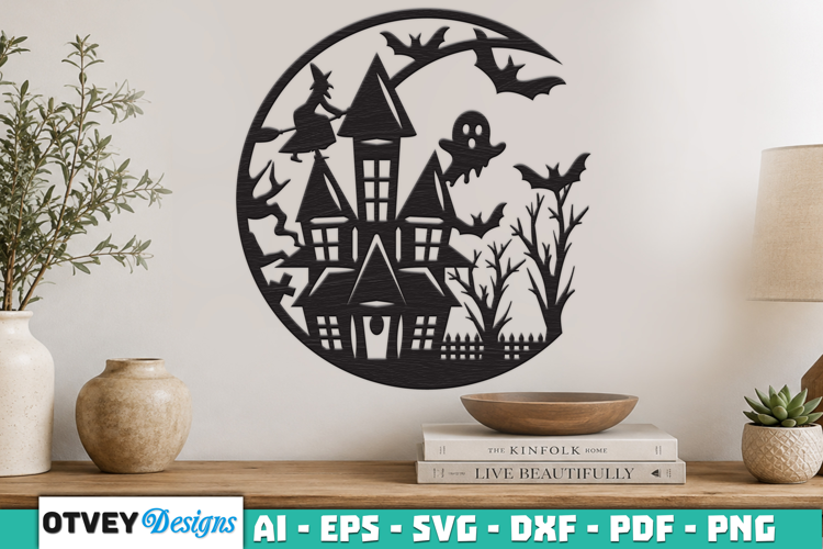 Crescent Spooky Haunted House Halloween Lasercut