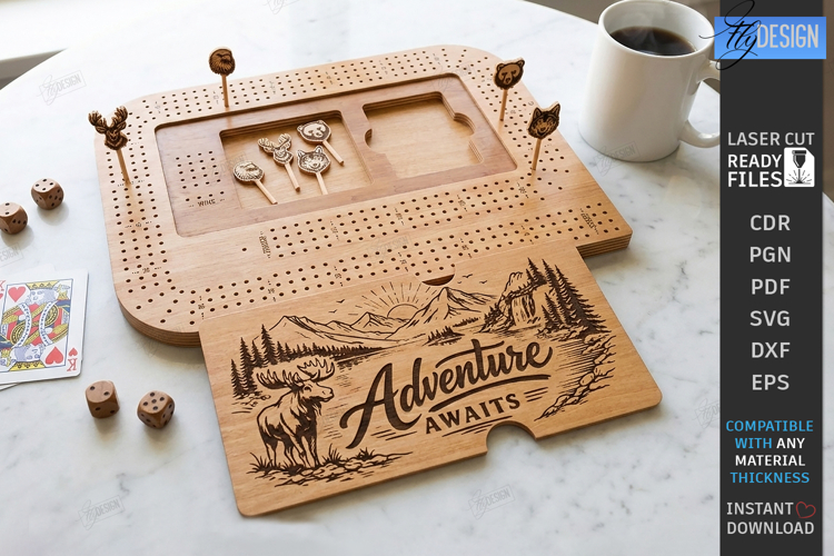 Cribbage Board Game Laser Cut | Wilderness Adventure | Games