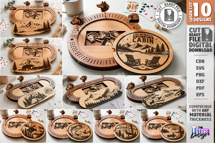 Cribbage Boards Laser Cut Bundle |Boards Game| Nature Themed
