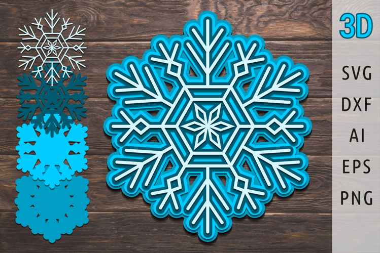 3d snowflake svg Christmas ornament svg layered papercut