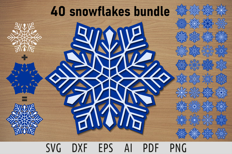Snowflake svg bundle Layered ornament Christmas decor svg