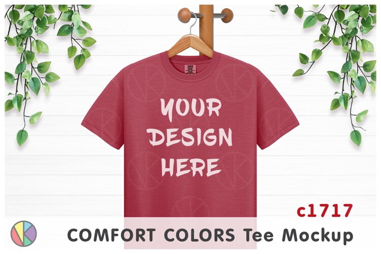 Crimson Comfort Colors 1717 T-Shirt Mockup.