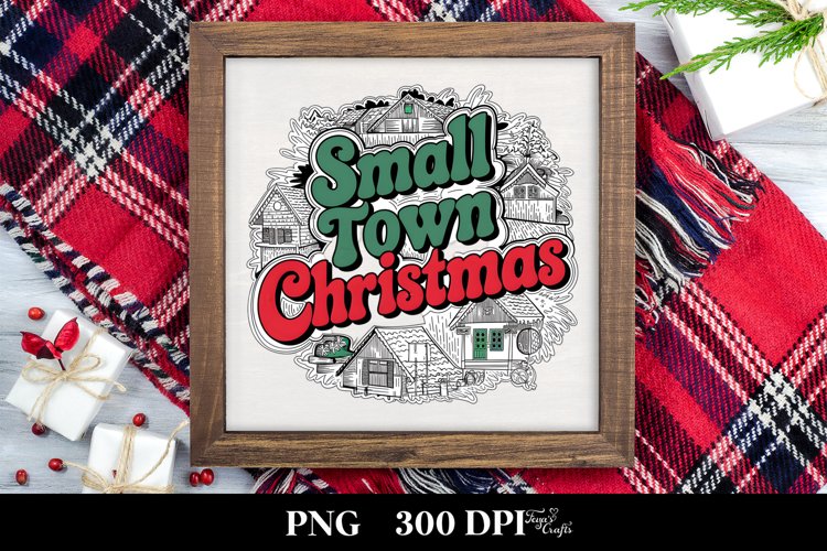 Retro Small Town Christmas Png
