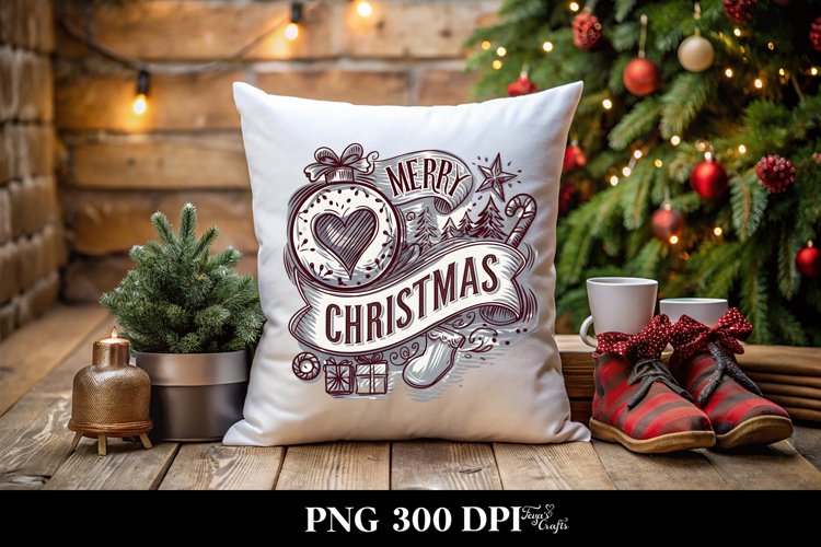 Retro Merry Christmas Png example image 1