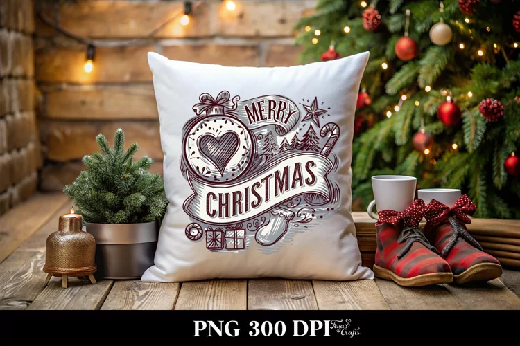 Retro Merry Christmas Png