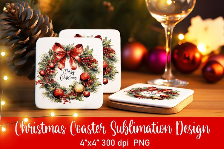 Vintage Christmas Coaster Sublimation PNG