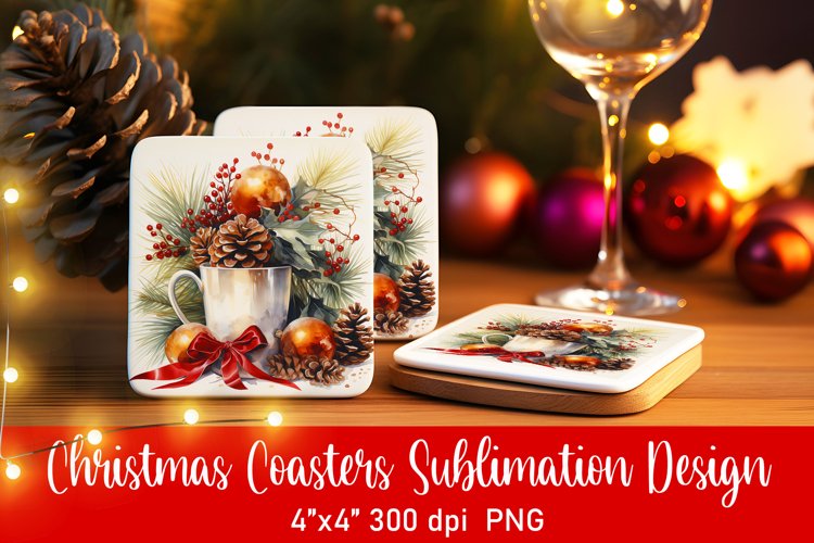 Christmas Coasters Ornament Sublimation PNG