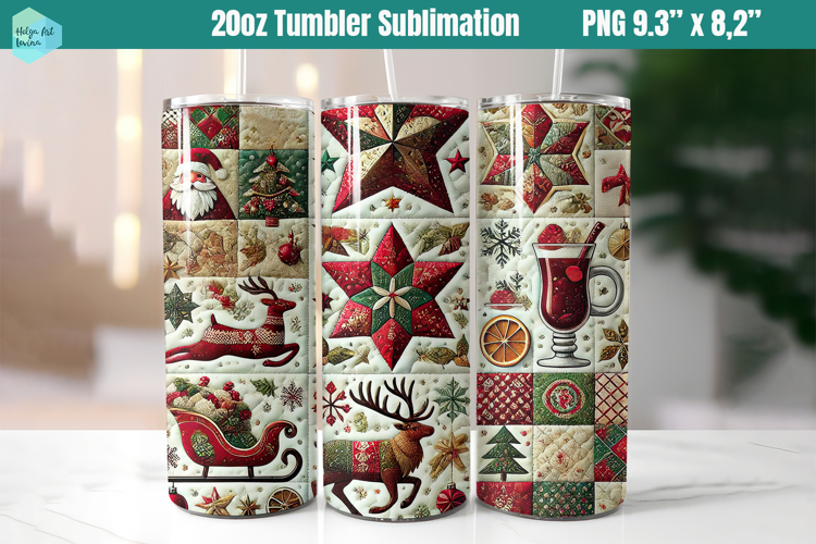 Christmas patchwork 20 OZ Skinny Tumbler Sublimation