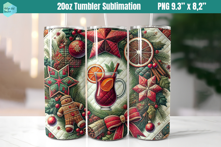 Christmas patchwork 20 OZ Skinny Tumbler Sublimation