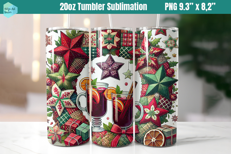 Christmas patchwork 20 OZ Skinny Tumbler Sublimation