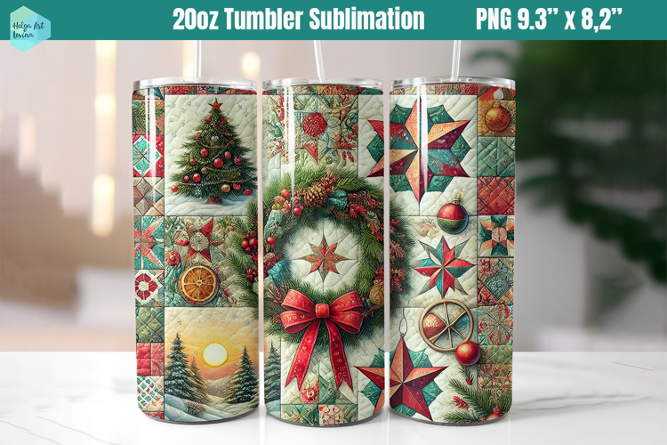Christmas patchwork 20 OZ Skinny Tumbler Sublimation