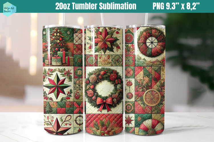 Christmas patchwork 20 OZ Skinny Tumbler Sublimation