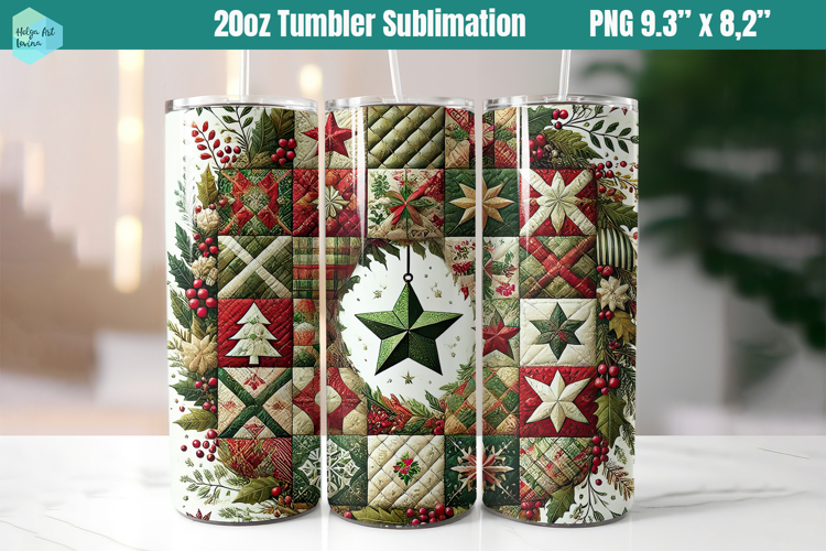 Christmas patchwork 20 OZ Skinny Tumbler Sublimation