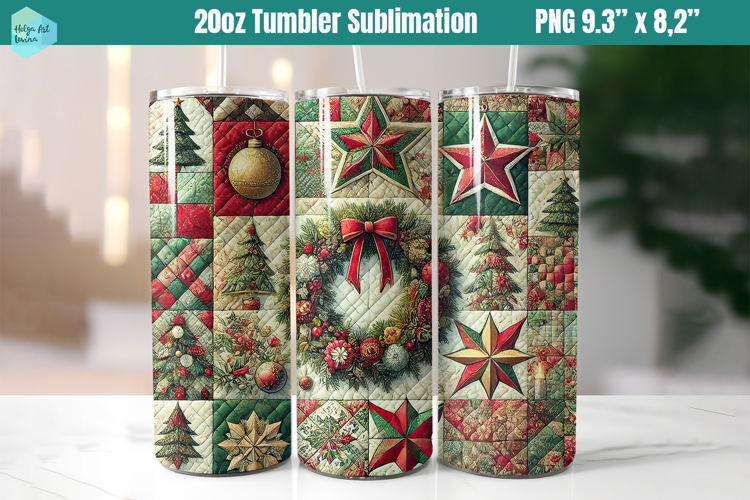 Christmas patchwork 20 OZ Skinny Tumbler Sublimation