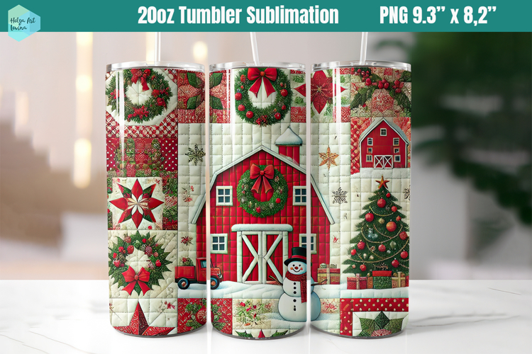 Christmas patchwork 20 OZ Skinny Tumbler Sublimation