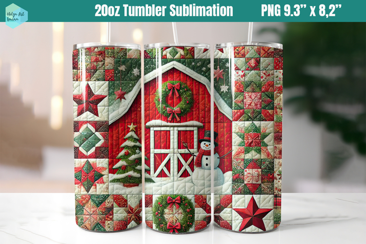 Christmas patchwork 20 OZ Skinny Tumbler Sublimation