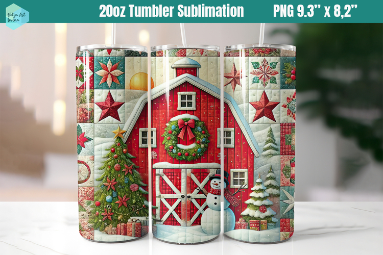 Christmas patchwork 20 OZ Skinny Tumbler Sublimation