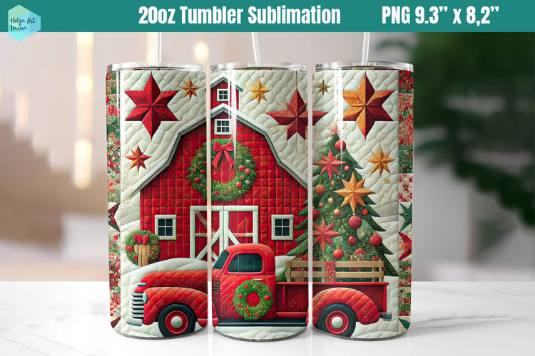 Christmas patchwork 20 OZ Skinny Tumbler Sublimation