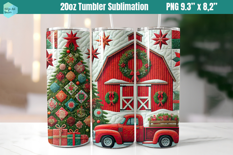 Christmas patchwork 20 OZ Skinny Tumbler Sublimation