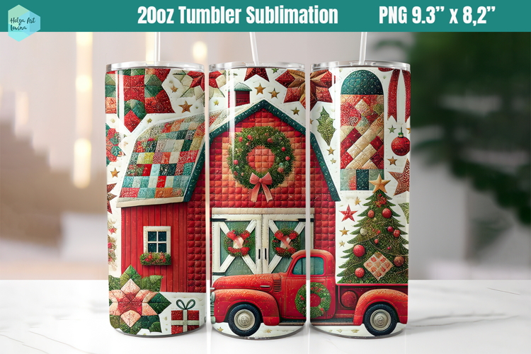 Christmas patchwork 20 OZ Skinny Tumbler Sublimation