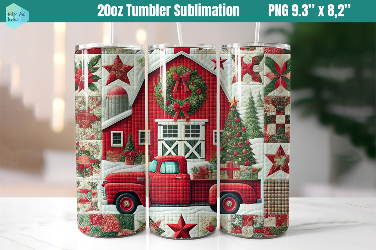Christmas patchwork 20 OZ Skinny Tumbler Sublimation