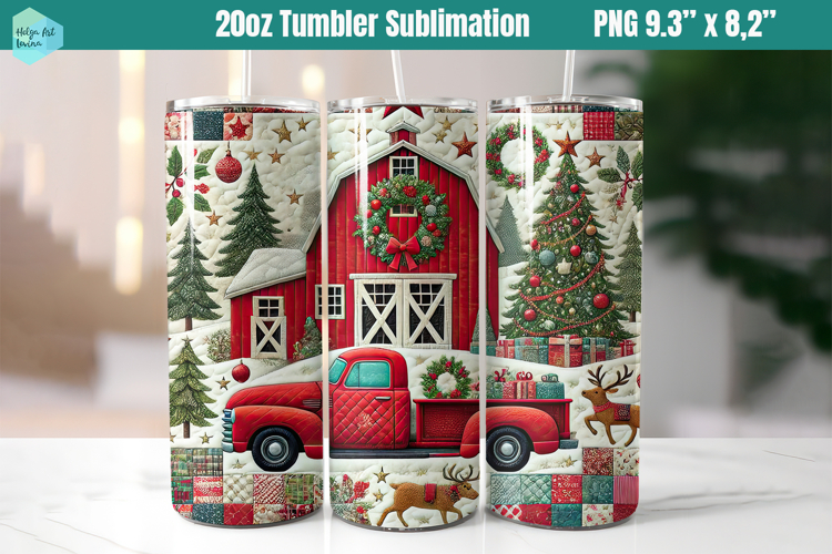 Christmas patchwork 20 OZ Skinny Tumbler Sublimation