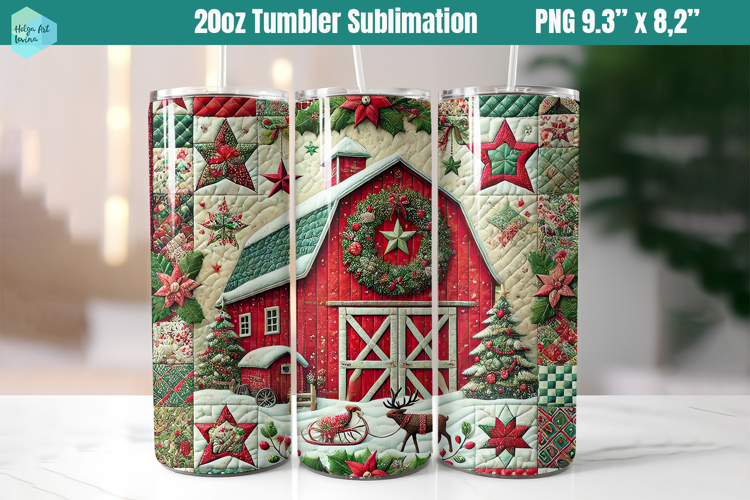 Christmas patchwork 20 OZ Skinny Tumbler Sublimation