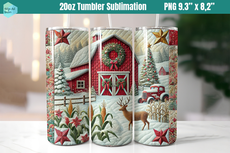 Christmas patchwork 20 OZ Skinny Tumbler Sublimation