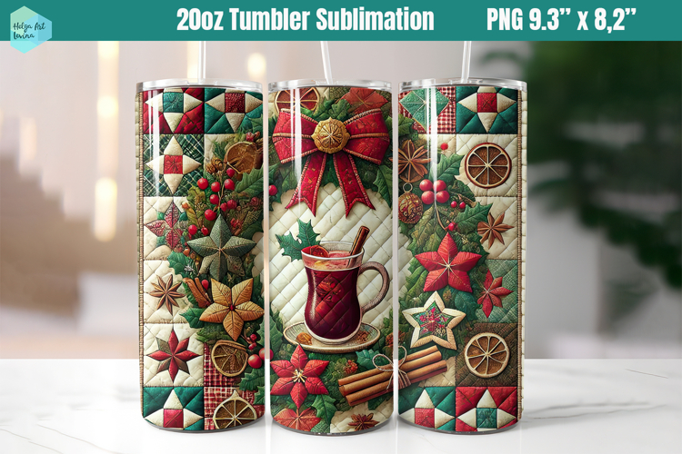 Christmas patchwork 20 OZ Skinny Tumbler Sublimation