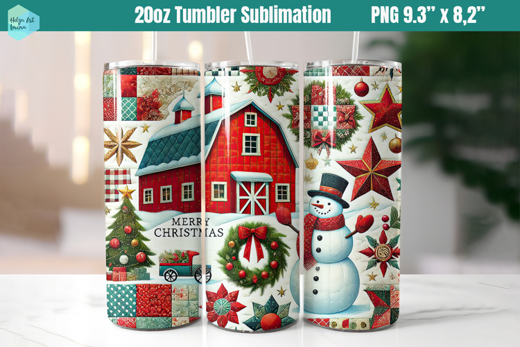 Christmas patchwork 20 OZ Skinny Tumbler Sublimation