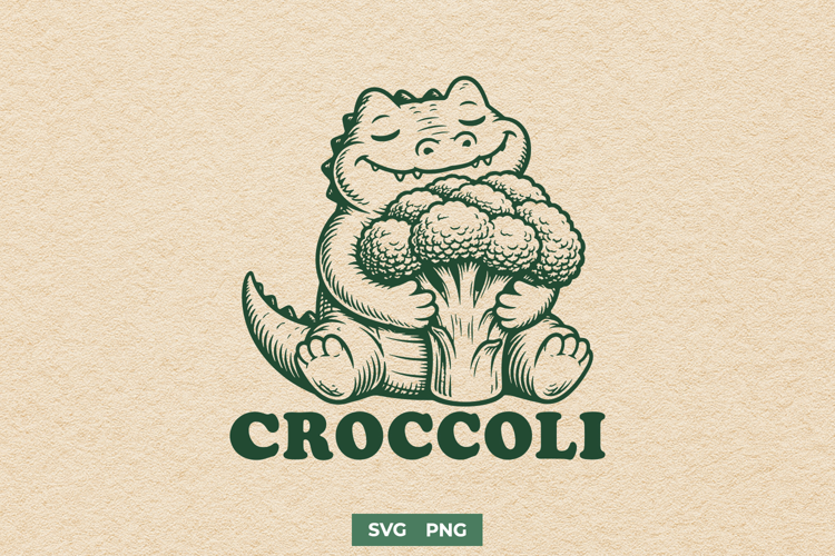 Croccoli SVG, Funny Crocodile PNG, Alligator Broccoli Design