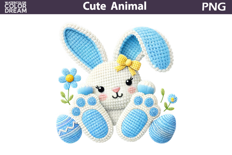 crochet Bunny Clipart | Easter Rabbit Eggs Sublimation