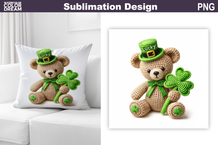 Animal St. Patrics Day Pillow Design | Crochet Bear Clover