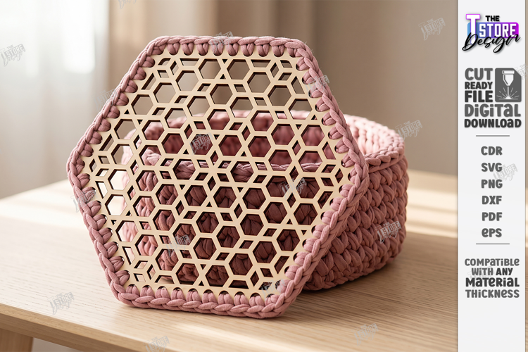 Crochet Basket Lid Laser Cut Base | Home Organization | CNC