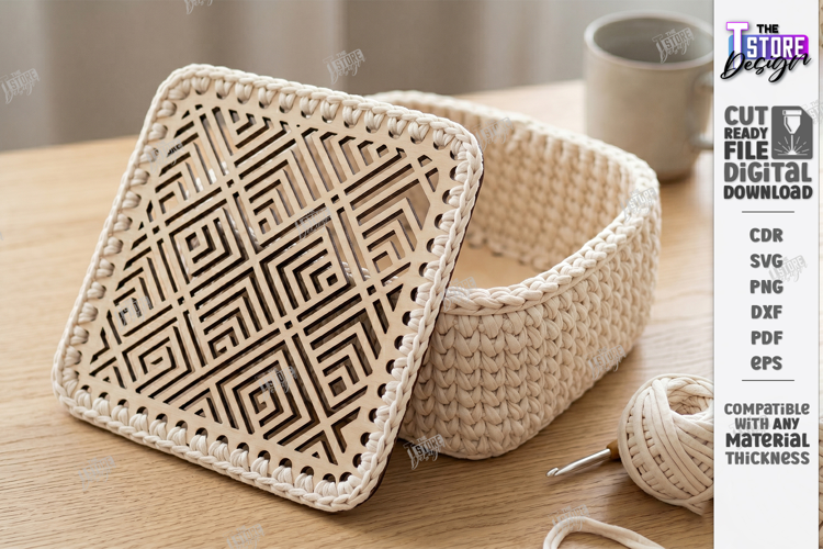 Crochet Basket Lid Laser Cut Base | Home Organization | CNC
