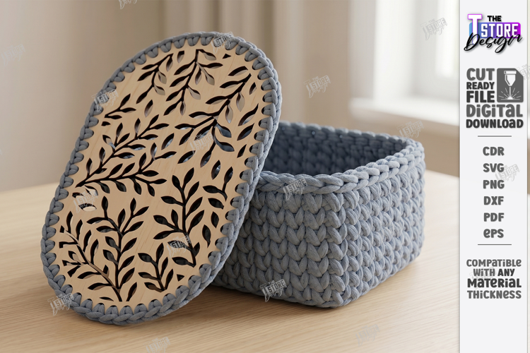 Crochet Basket Lid Laser Cut Base | Home Organization | CNC