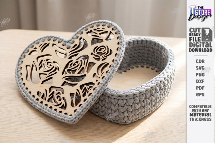 Crochet Basket Lid Laser Cut Base | Home Organization | CNC