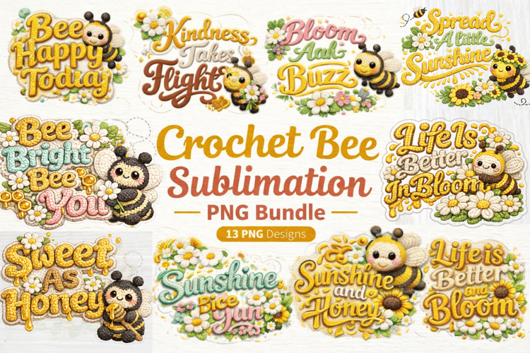 Crochet bee png, crochet bee sublimation, bee T-shirt design