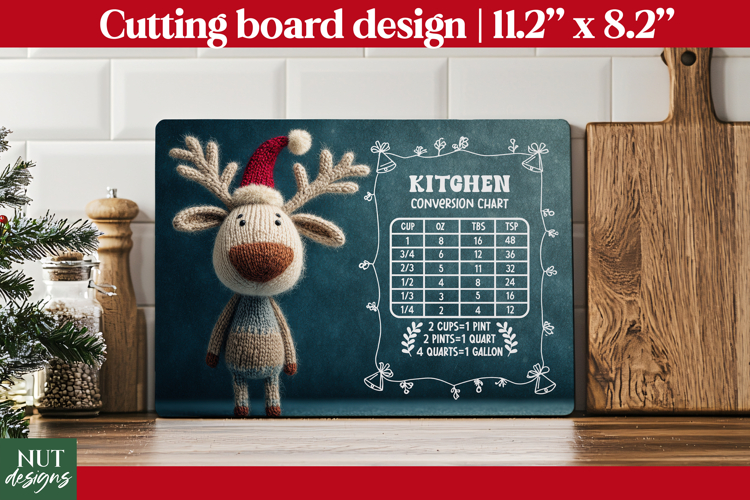 Christmas cutting board, Christmas Reindeer Kitchen Chart