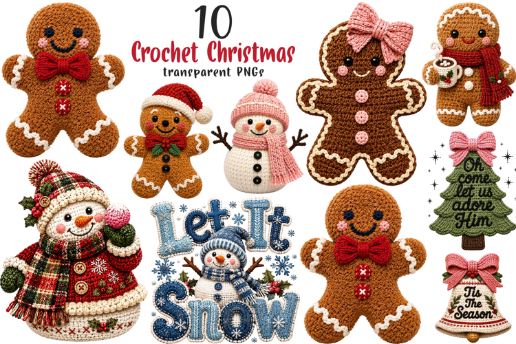 Crochet Christmas PNG, Crochet Yarn Christmas PNG