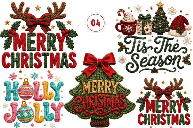Crochet Christmas PNG, Crochet Yarn Christmas