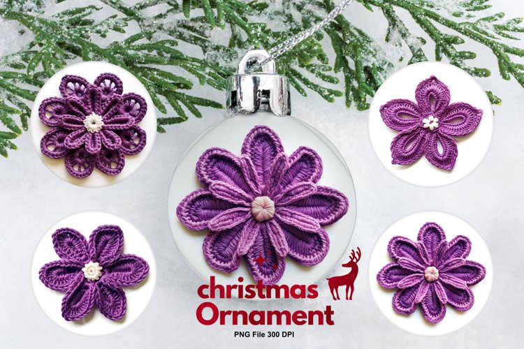 Crochet Flower Ornament Circle Christmas Tree Decorate