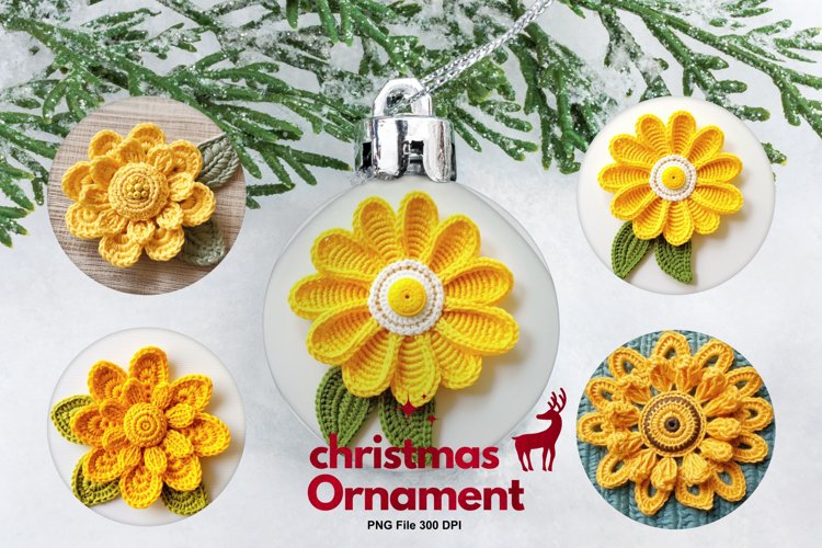 Crochet Flower Ornament Circle Christmas Tree Decorate example image 1