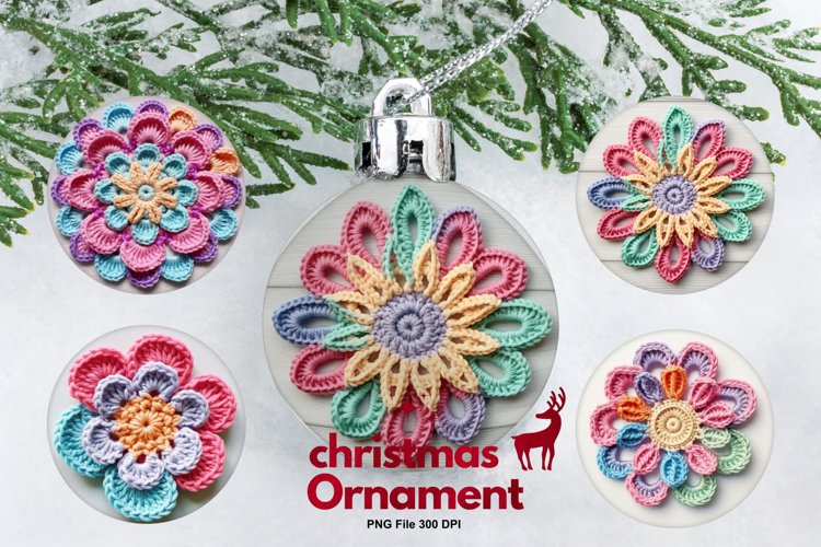 Crochet Flower Ornament Circle Christmas Tree Decorate example image 1